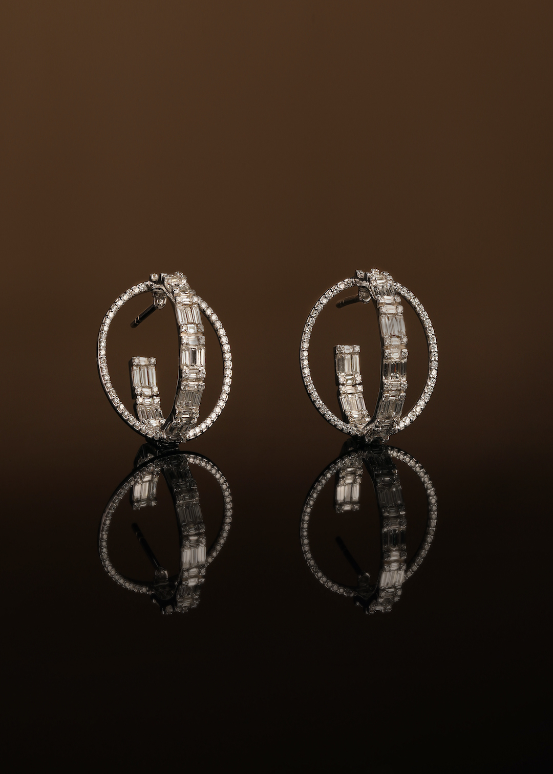 Diamond globe earrings
