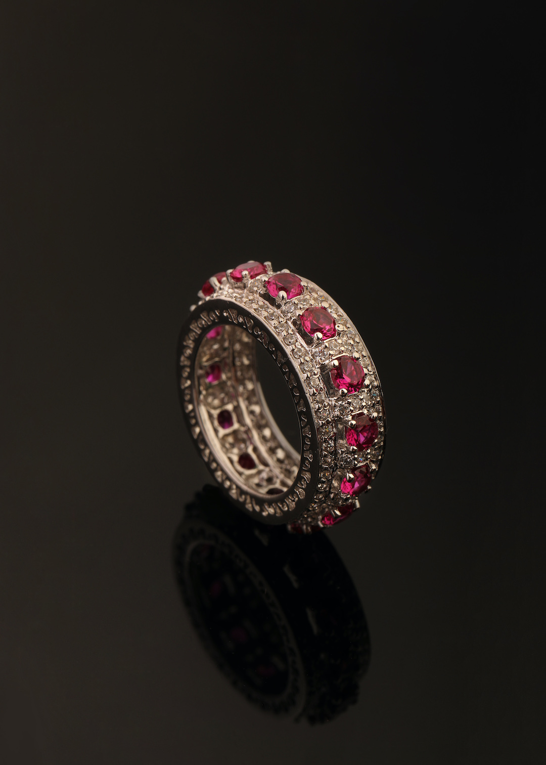 Ruby and diamond eternity band